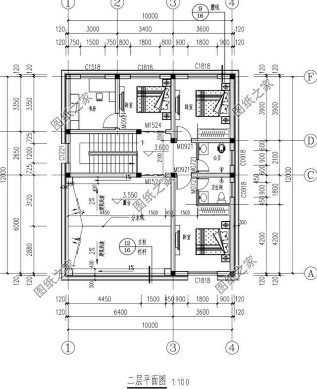 12米x10米農(nóng)村自建房三層平面圖，分分鐘把別人家房子比下去