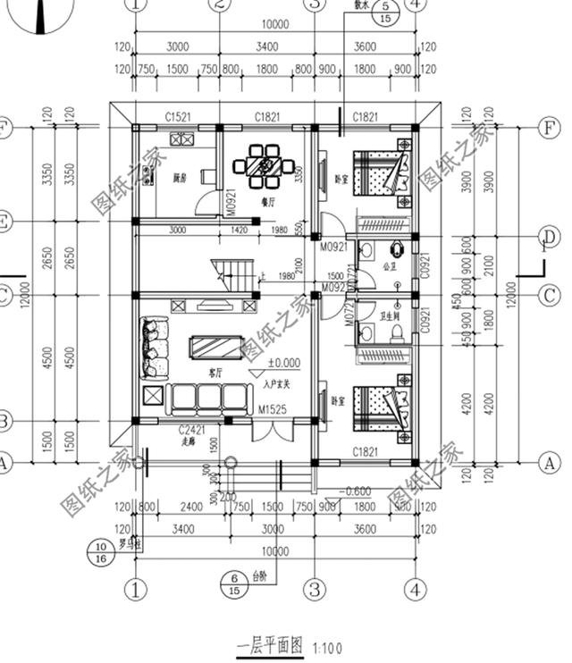 12米x10米農(nóng)村自建房三層平面圖，分分鐘把別人家房子比下去