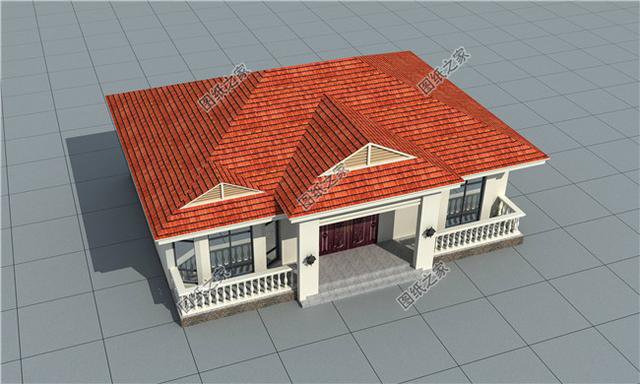 一層斜屋頂自建房圖，簡簡單單，看著漂亮住著舒服就行了