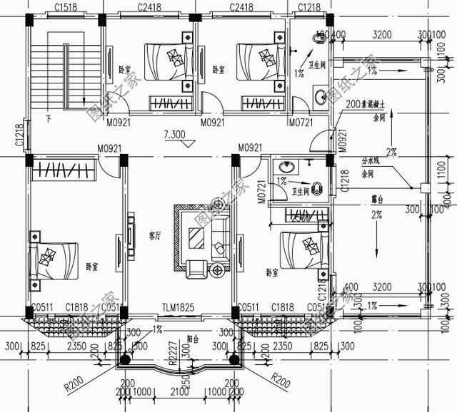 農(nóng)村四開間樓房戶型圖，獨(dú)特的空間配置合理更舒適