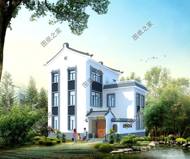 徽派建筑三層別墅設(shè)計圖，讓農(nóng)村房屋變的不在普通