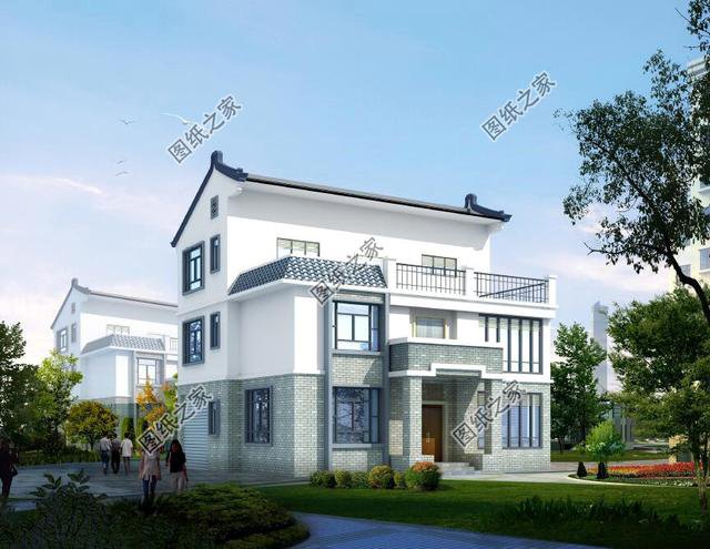 徽派建筑三層別墅設(shè)計圖，讓農(nóng)村房屋變的不在普通