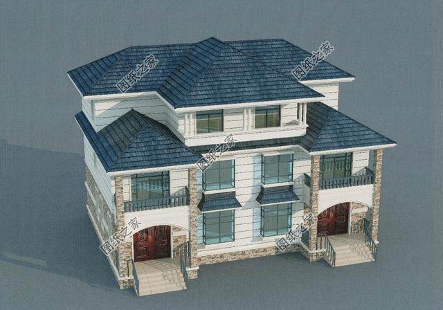 18米開間三層雙拼別墅效果圖，兩個孩子一起建，好好享受老年生活