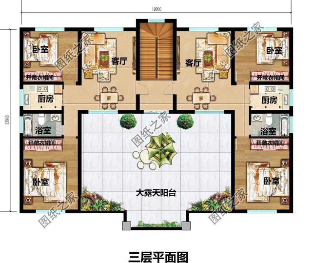 18米開間三層雙拼別墅效果圖，兩個孩子一起建，好好享受老年生活