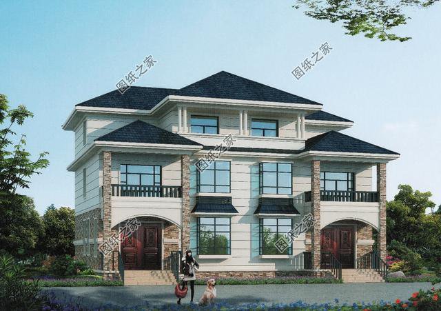 18米開間三層雙拼別墅效果圖，兩個孩子一起建，好好享受老年生活