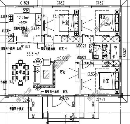 四套農(nóng)村自建一層平房設(shè)計(jì)圖，戶型周正，讓人建了還想建