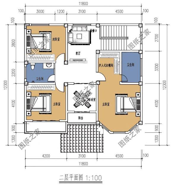 農(nóng)村二層自建房設(shè)計(jì)圖紙，大戶型，家里人口多的可以這樣建