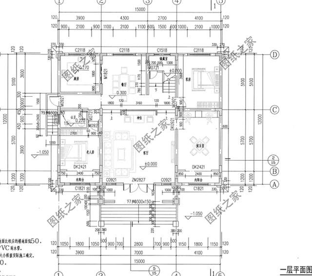 農(nóng)村自建房設(shè)計(jì)圖15×12米，簡約大氣，內(nèi)部結(jié)構(gòu)簡單明了