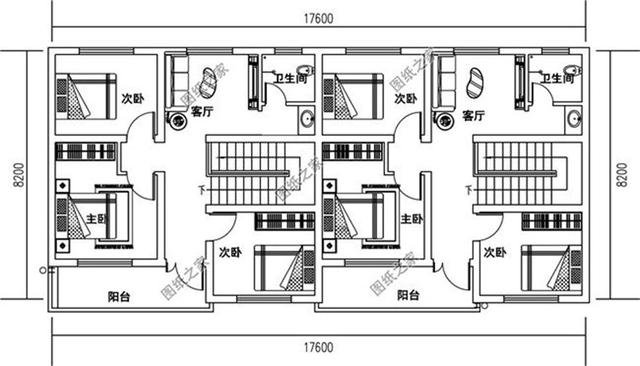 二層雙拼別墅設計圖，兩兄弟蓋更劃算，收藏給你的兄弟看看