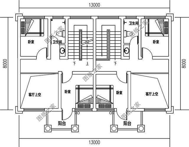 四間雙拼別墅圖，建一棟一家人互相幫襯，生活和和睦睦