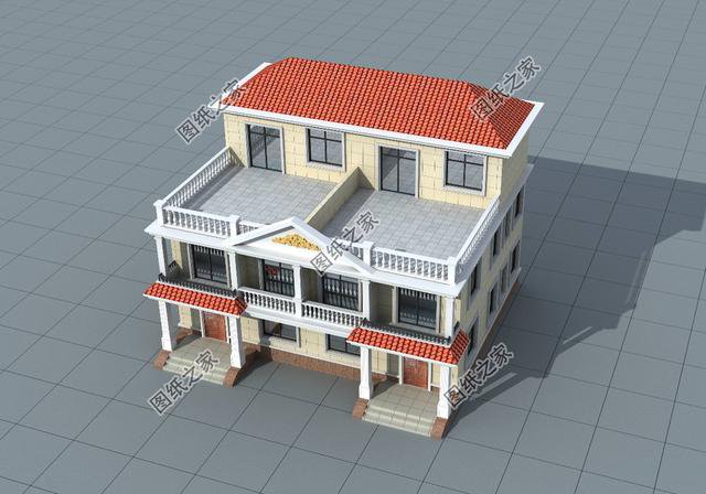 四間雙拼別墅圖，建一棟一家人互相幫襯，生活和和睦睦