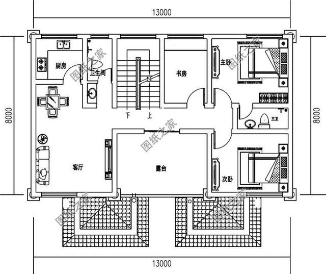 四間雙拼別墅圖，建一棟一家人互相幫襯，生活和和睦睦