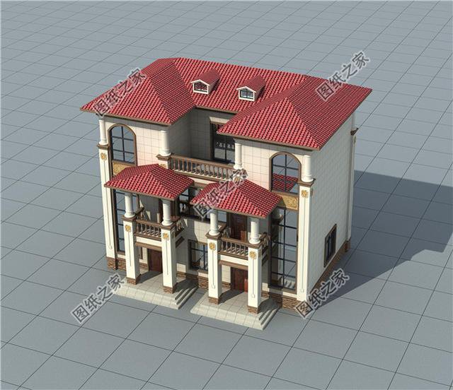 四間雙拼別墅圖，建一棟一家人互相幫襯，生活和和睦睦