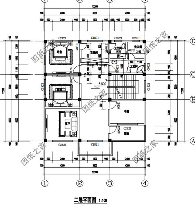 農(nóng)村三層12米x12米戶型圖，戶型方正，農(nóng)村自建房的不二選擇