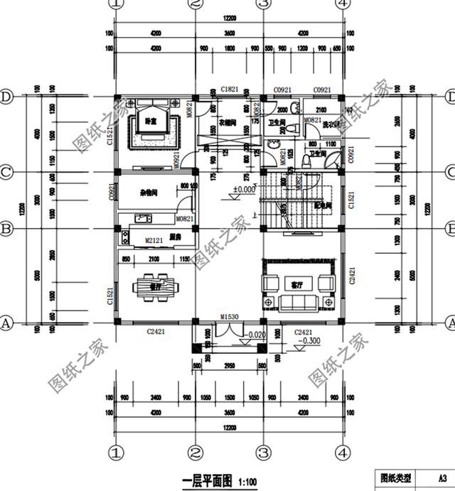 農(nóng)村三層12米x12米戶型圖，戶型方正，農(nóng)村自建房的不二選擇