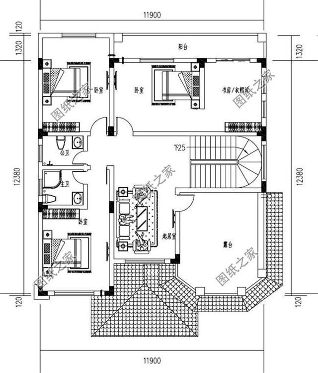 農(nóng)村三層12米x12米戶型圖，戶型方正，農(nóng)村自建房的不二選擇