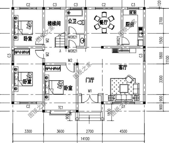 農(nóng)村4間2層別墅設(shè)計圖，簡單大氣又實用，老人小孩都喜歡