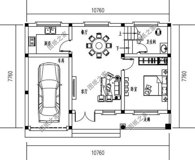 農(nóng)村一層半小洋樓別墅設(shè)計(jì)圖，造型簡單大方，一層半也漂亮
