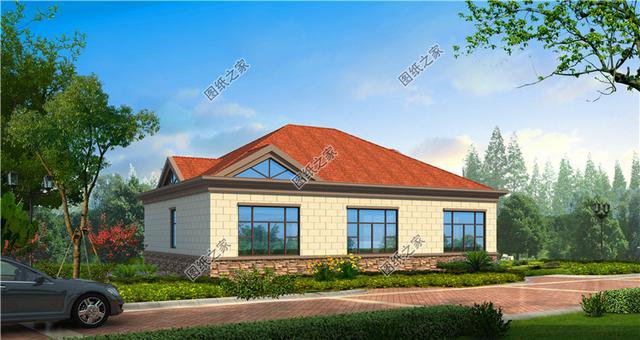 農(nóng)村一層半小洋樓別墅設(shè)計(jì)圖，造型簡單大方，一層半也漂亮