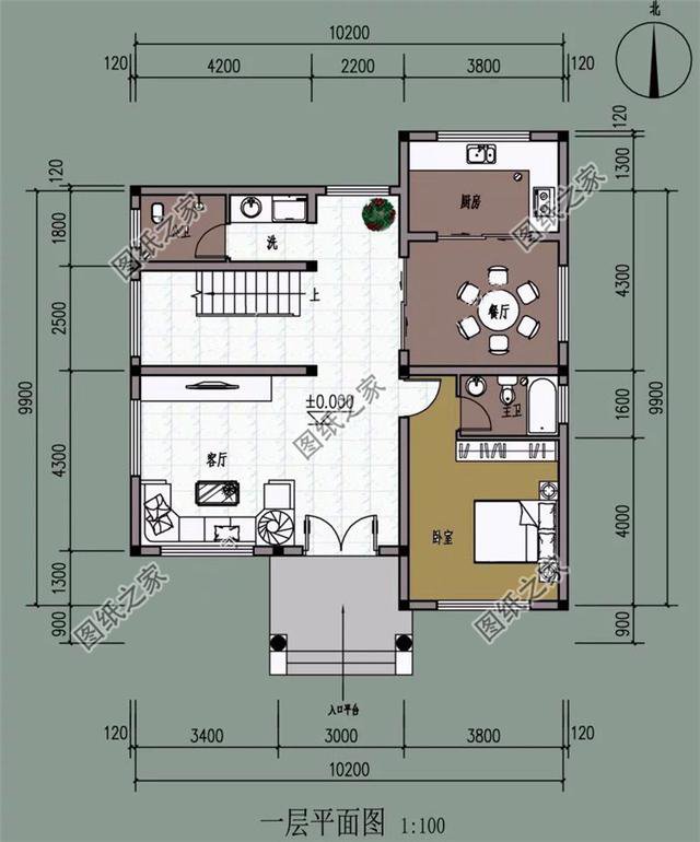占地100平米農(nóng)村二層樓設計圖，簡單大氣的戶型，布局沒得挑