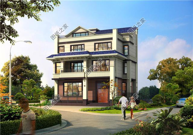 三層半農(nóng)村別墅外觀圖，簡(jiǎn)約大氣，功能豐富，這才是真正的別墅