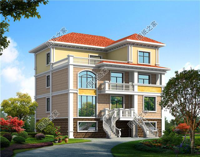 三層半農(nóng)村別墅外觀圖，簡(jiǎn)約大氣，功能豐富，這才是真正的別墅