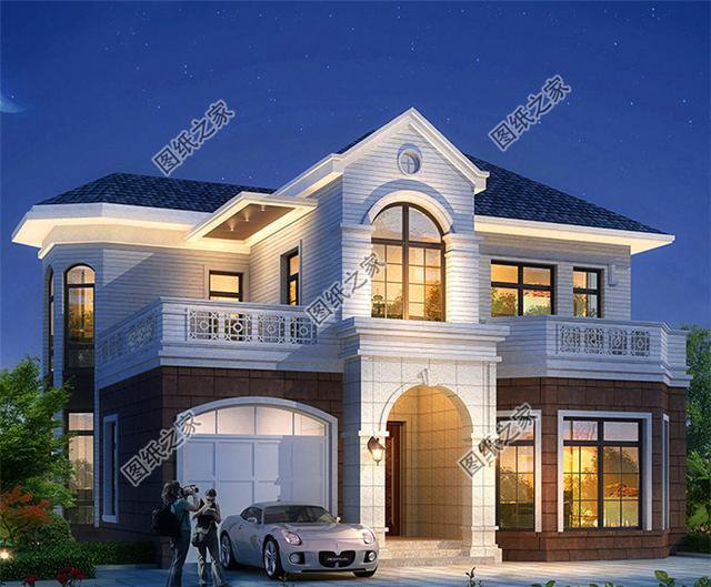 農(nóng)村二層帶車庫別墅設(shè)計圖，自從建了這棟房子之后，村里人都找我要圖紙