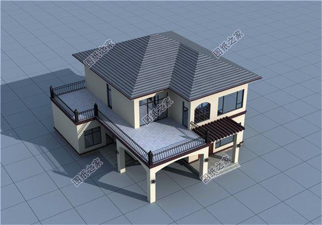 農(nóng)村二層帶車庫別墅設(shè)計圖，自從建了這棟房子之后，村里人都找我要圖紙