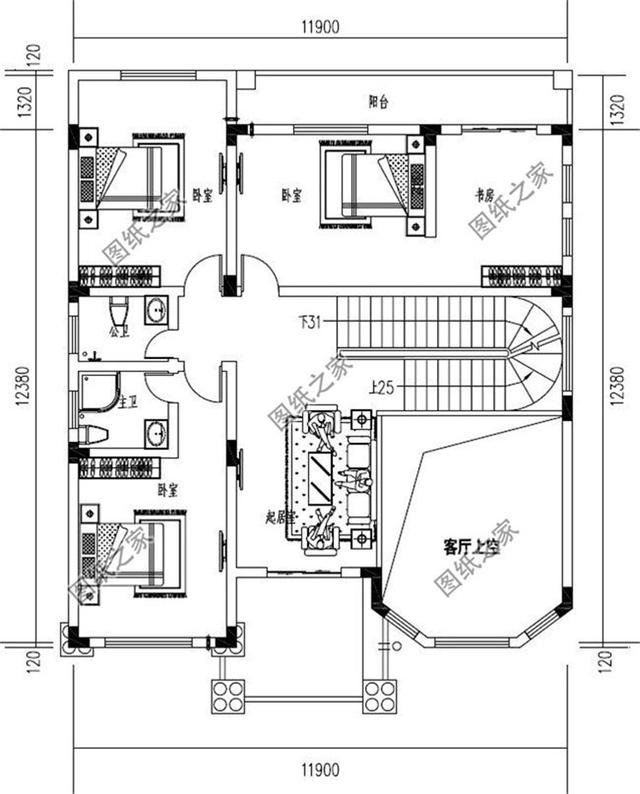 12x12米農(nóng)村建房平面圖，戶(hù)型方正，住在里面那是非常的享受