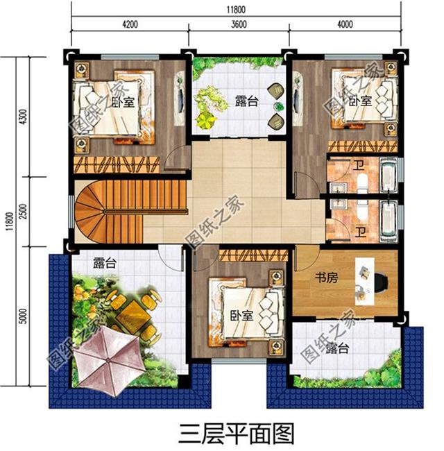 12x12米農(nóng)村建房平面圖，戶(hù)型方正，住在里面那是非常的享受