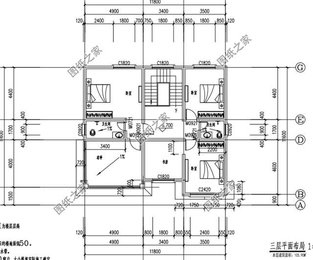 12x12米農(nóng)村建房平面圖，戶(hù)型方正，住在里面那是非常的享受