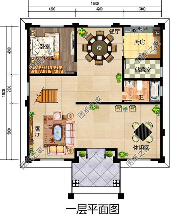 12x12米農(nóng)村建房平面圖，戶(hù)型方正，住在里面那是非常的享受