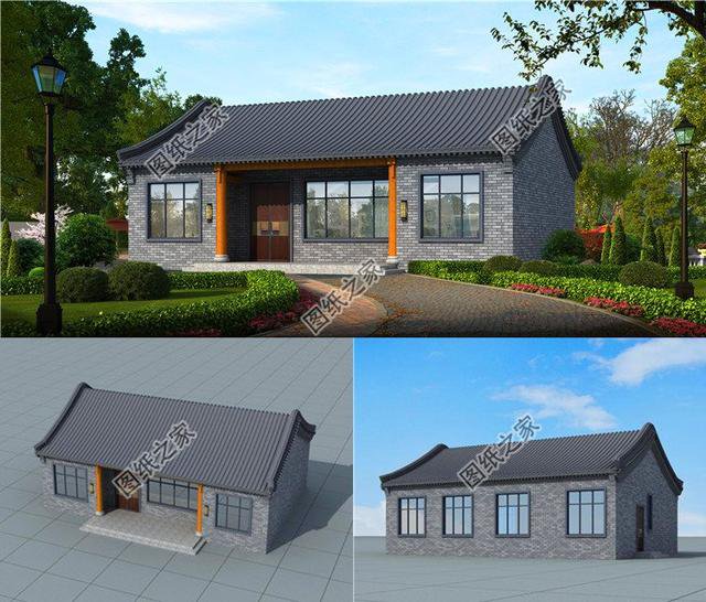 農(nóng)村中式自建房效果圖，回村蓋棟這樣的平房絕對有面子，實景房子更漂亮