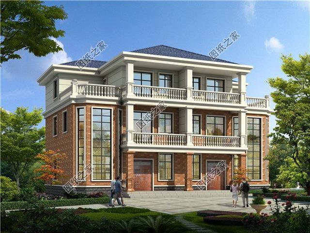 漂亮的農(nóng)村自建雙拼別墅效果圖，外觀大氣，兄弟更和睦