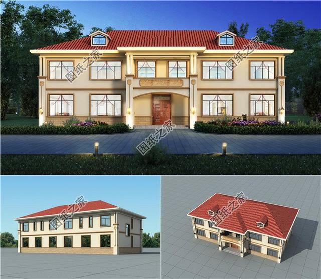 漂亮的農(nóng)村自建雙拼別墅效果圖，外觀大氣，兄弟更和睦