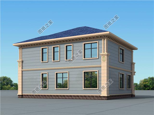 二款二層帶院子房屋圖，外觀精美，建一棟一家人享受生活