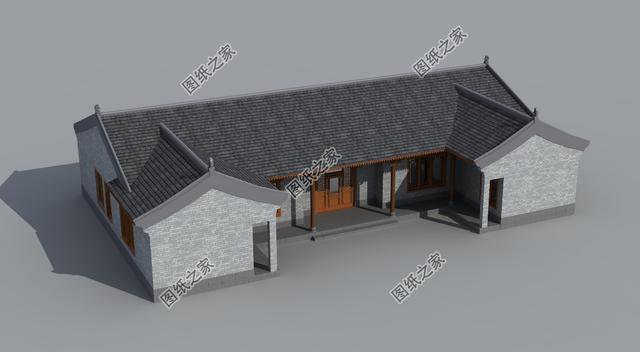 一層三合院平房設計圖及戶型圖，一磚一瓦皆是精品