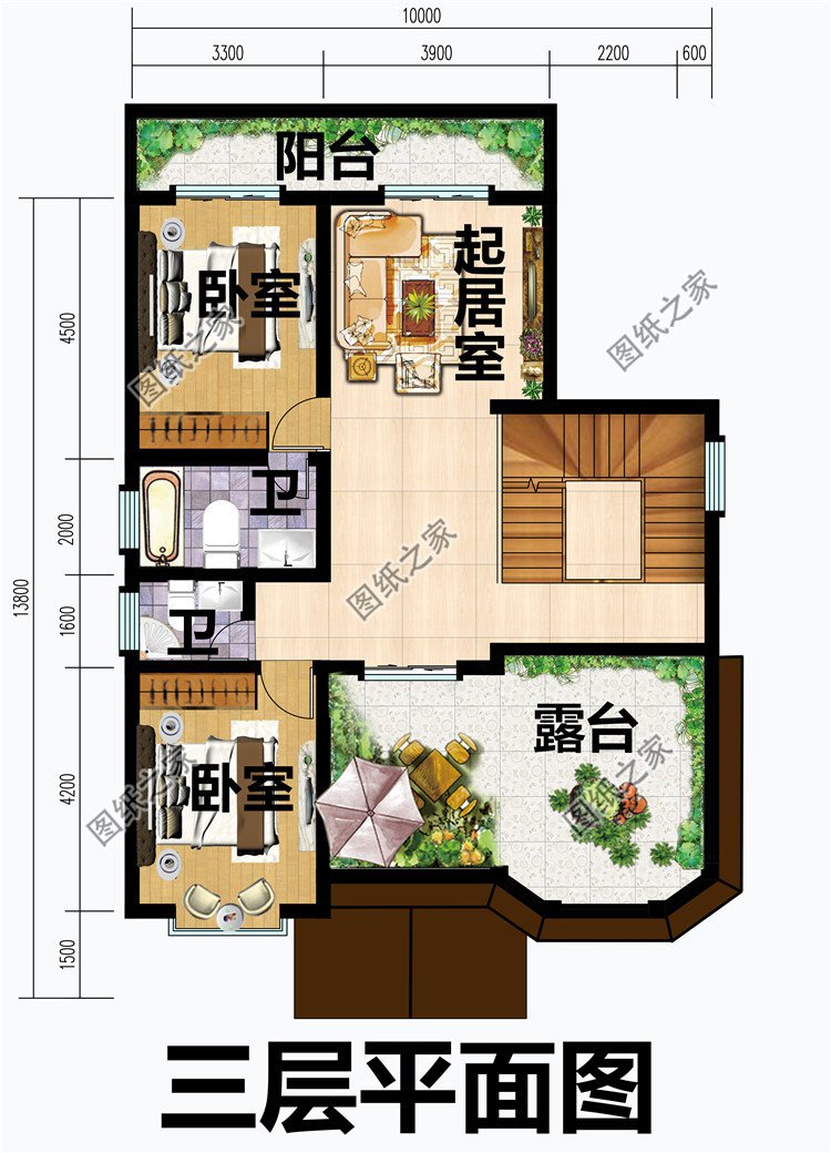 農(nóng)村二層半帶露臺別墅圖片及設(shè)計圖