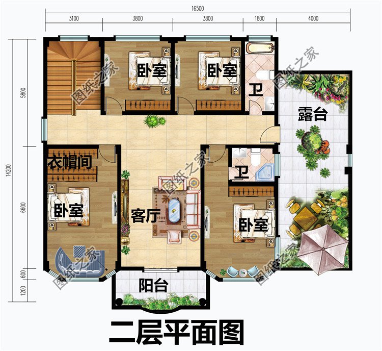 豪華大氣農(nóng)村三層別墅圖紙