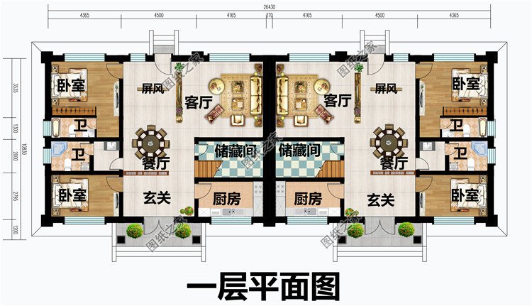 簡單大氣二層兄弟雙拼樓房設計圖