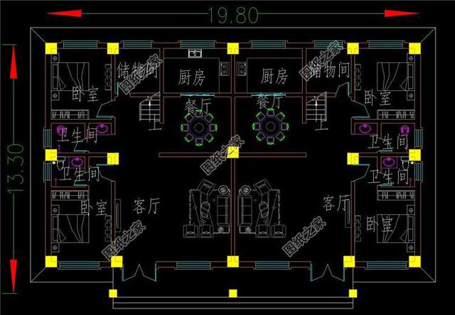 中式雙拼別墅設計，兄弟合建，日子越過越紅火