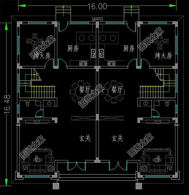 中式雙拼別墅設計，兄弟合建，日子越過越紅火