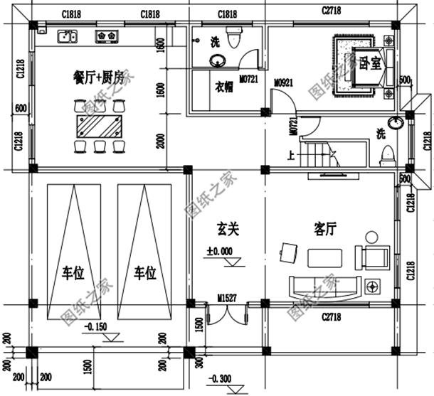 最流行現(xiàn)代簡約別墅外觀圖，有效果圖和布局圖，實用是最大特點