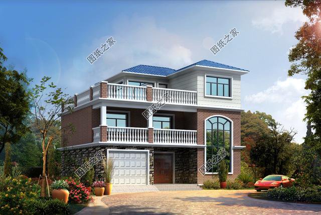 最流行現(xiàn)代簡約別墅外觀圖，有效果圖和布局圖，實用是最大特點