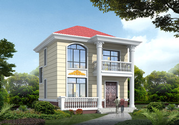 開間8米的小戶型二層別墅設(shè)計圖，2開間占地不到60平