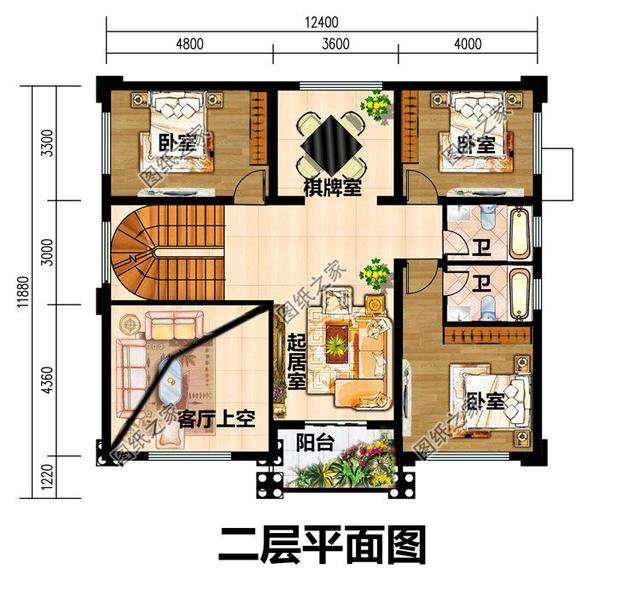 簡單大氣三間三層樓房戶型圖，農(nóng)村建一棟實用又有面子