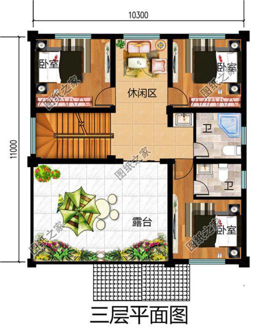 簡單大氣三間三層樓房戶型圖，農(nóng)村建一棟實用又有面子
