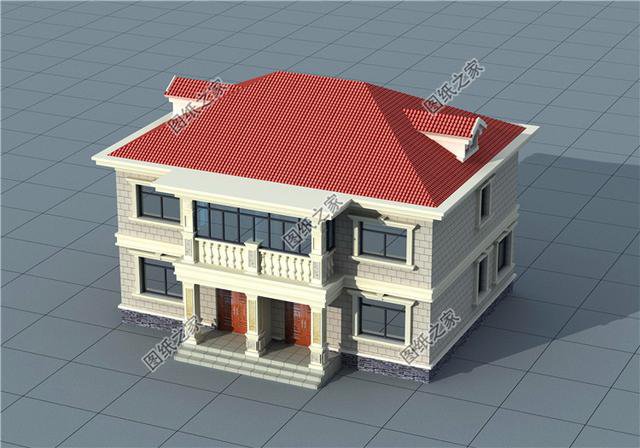 兄弟雙拼二層樓外觀圖，兄弟倆一塊建不偏不倚，最適合倆兄弟了