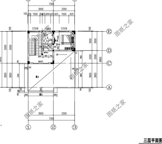三層平頂樓房平面圖，蓋好了就再也不愁沒地方曬糧食了
