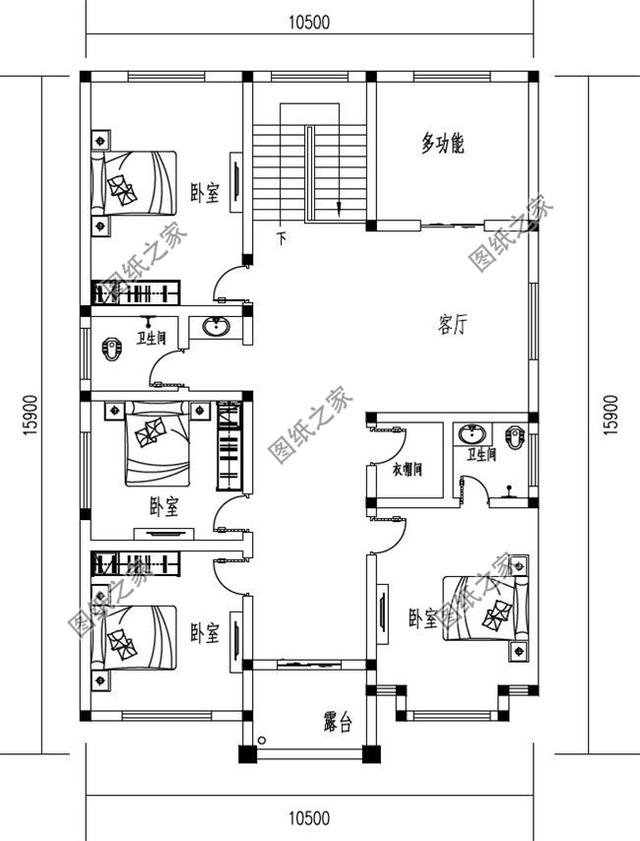 帶洗衣房的農(nóng)村二層樓房圖，性價(jià)比高不說，父母孩子都喜歡的戶型